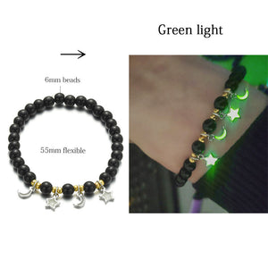 Luminous Glow In The Dark Bracelet Lotus Charm Flower Shaped Charm Bracelet for Women Natural Turquoise Stones Ladies Yoga Prayer Jewelry