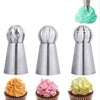 Cupcake Stainless Steel Sphere Decorator Ball Shape Icing Piping Nozzle Pastry Cream Tip Flower Shape Pastry Tube Decoration Tools