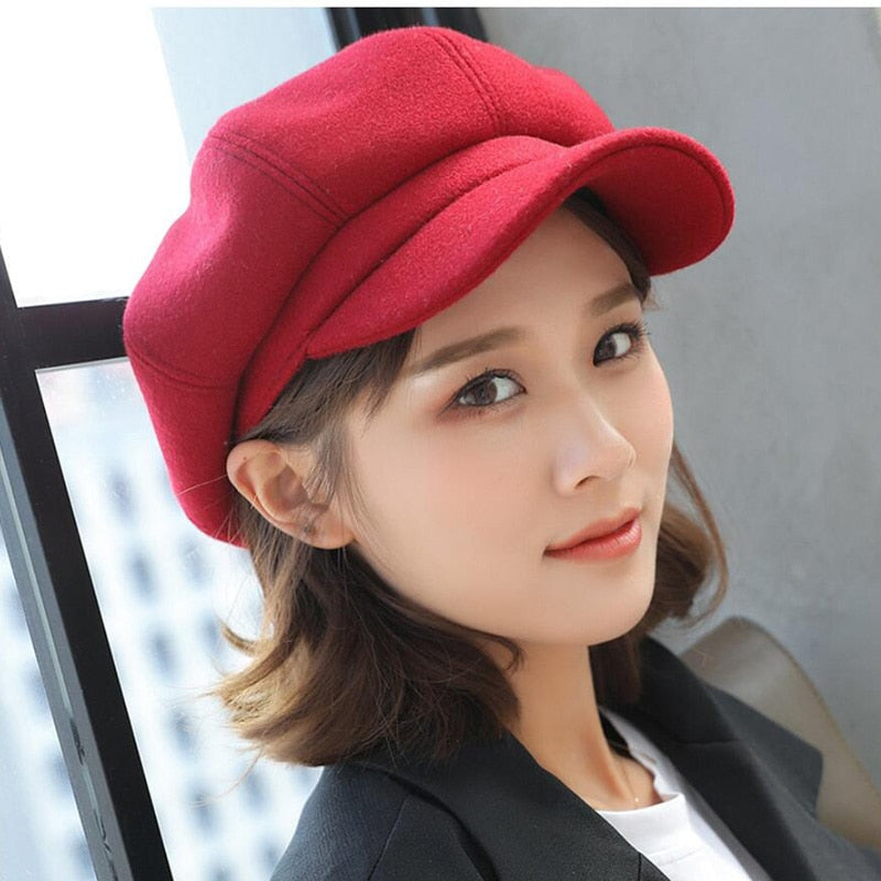 Newsboy Hat Women Vintage Gatsby Octagonal Baker Peaked Beret Driving Cap Casual Fashion