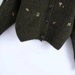 Women's Embroidered Vintage Knit Cardigan V-Neck Fall Winter Cardigan