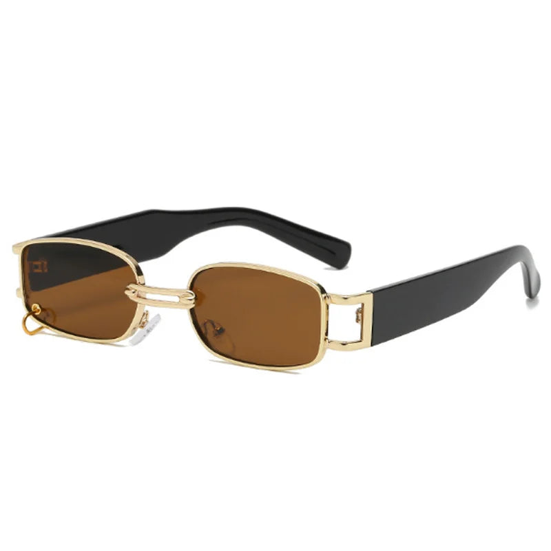 New Fashion Square Sunglasses Luxury Small Frame Sun Glasses Rectangle Metal Mirror Shades