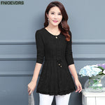 Women's Tunic Long Sleeve Elegant Top Blouses Patchwork Sheer Design Long Top