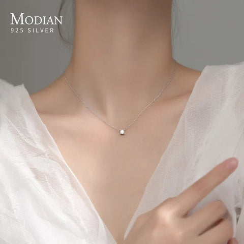 Pendant Necklace Women 925 Sterling Silver Cubic Zirconia Geometric Sparkling Zircon Wedding Jewelry Gift