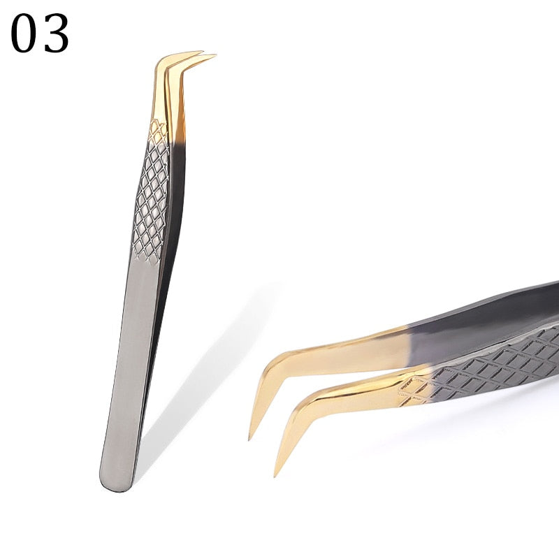 Professional Eyelash Extension Tweezers Stainless Steel Straight Curved Volume Round Lash High Precision Tweezers for Eyelash Extensions