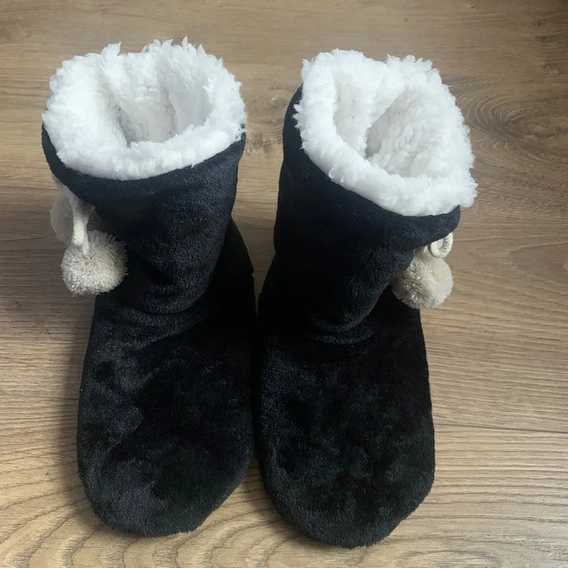 Cozy Flannel Home Indoor Winter Slippers Non Slip Grip Fluffy Boots