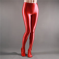 Women's Glossy Opaque Leggings Shiny High Waist Tights Yoga Pants Training Fitness Sports Leggings
