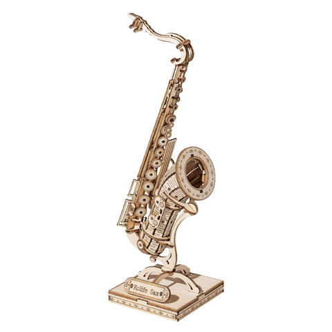 Wooden Musical Instrument Puzzle Kit Kids 3D DIY Assembly Saxophone Drum Accordion Cello Gift