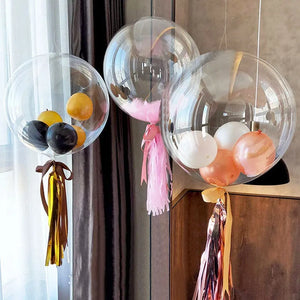 10-Piece Lot 10-24inch Transparent Bobo Bubble Balloon Clear Inflatable Air / Helium Globes Wedding Birthday Party Decoration Baby Shower, etc.