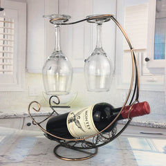 Unique Metal Wine Rack Hanging Wine Glass Holder Bar Stand Display Decor