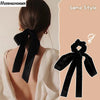 Fashion Vintage Black Velvet Bow Hair Ribbon Scrunchie for Women Girls Long Elastic Hair Tie Headwear Hair Accessories