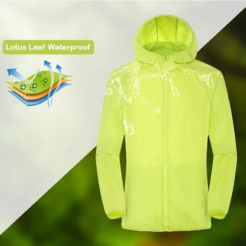 Windbreaker Jacket Unisex Waterproof UV Protection Quick Dry Hiking Fishing Camping Pocket Raincoat