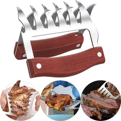 Bear Claws Stainless Steel BBQ Meat Shredder Claws with Wooden Handle Pull Pork Turkey Chicken Claws