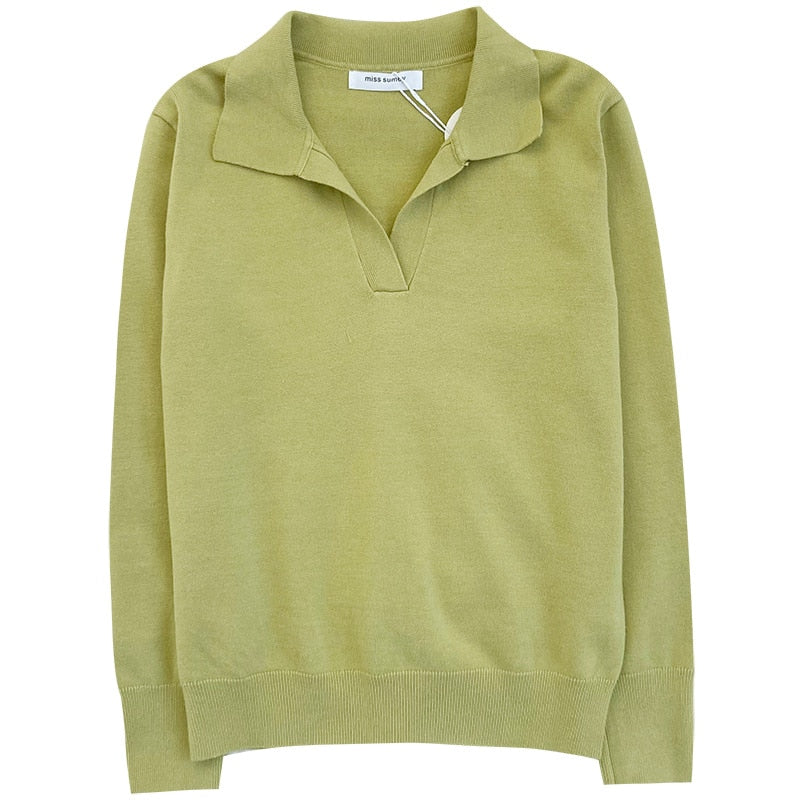 Polo's Neck Long Sleeve Women's Jumper Shirt