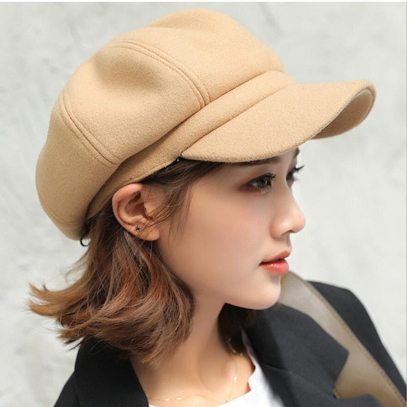 Newsboy Hat Women Vintage Gatsby Octagonal Baker Peaked Beret Driving Cap Casual Fashion