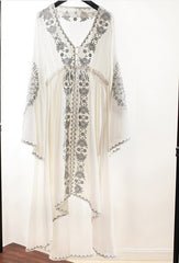 Women's Long sleeve Floral Embroidered Cotton Long Dress