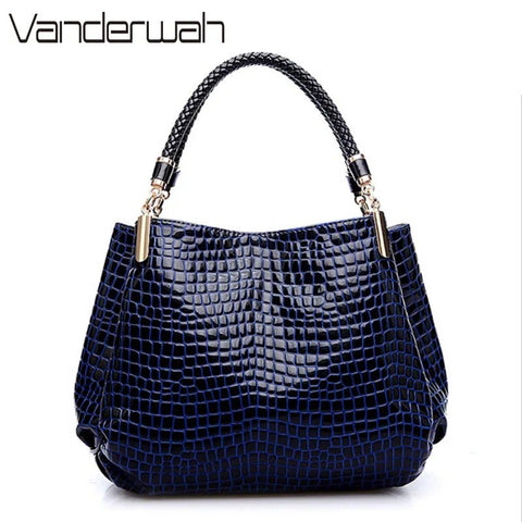 Tote Bag Women Crocodile Pattern PU Leather Top-Handle Woven Luxury Designer Inspired Casual Handbag