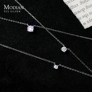 925 Sterling Silver Cubic Zirconia Necklace Geometric Cut Sparkling Zircon Pendant Necklace for Women Wedding Engagement Jewelry Gift for Her