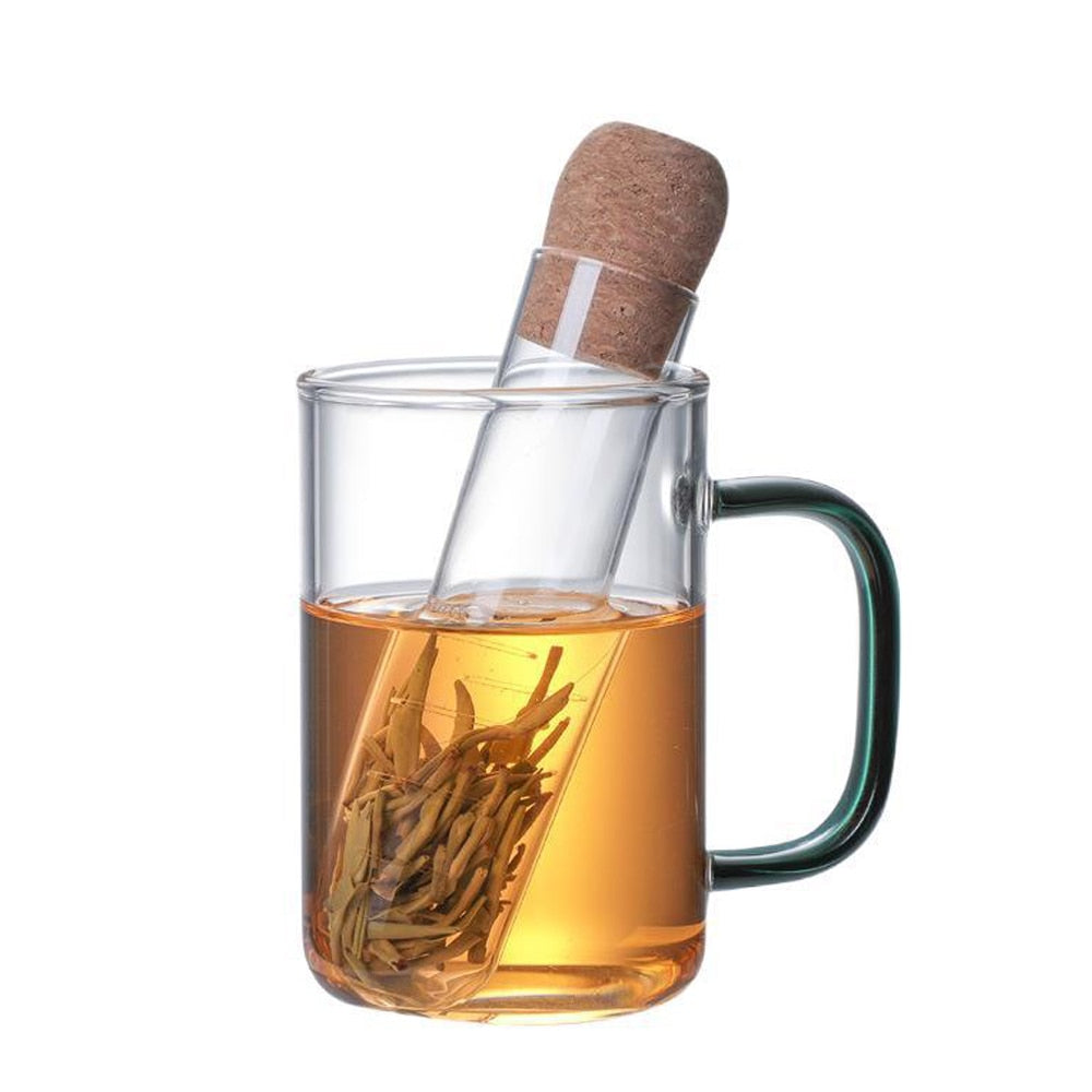Tea Infuser Hand Made Glass Tea Filter Test Tube Clear High Borosilicate Lead Free Glass Tea Filter Strainer for Loose Leaf Tea