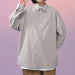 Women's Long Sleeve Shirt White Turn Down Collar Teen Girls Oversized Long Sleeve Shirt