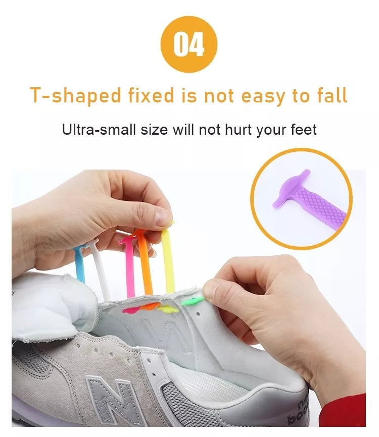 Elastic Silicone Shoelaces Fashion Unisex Athletic Non-Tie Shoe Lace Fit All Sneakers Quick Shoe Lace