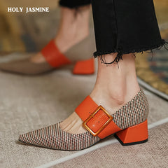 New Design Women's Pumps Medium Heels Pointed Toe Shoes