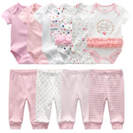 Newborn 6-Piece Bodysuit+4-Piece Pants Sets Baby Toddler Girl Suit Infant Pajama Pure Cotton Sets