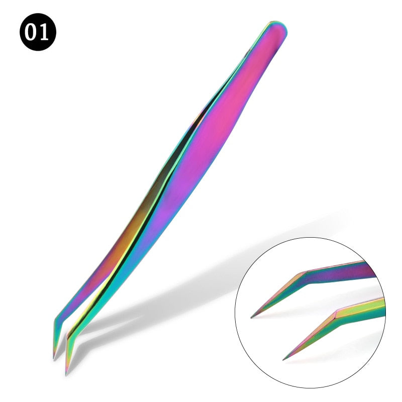 Professional Eyelash Extension Tweezers Stainless Steel Straight Curved Volume Round Lash High Precision Tweezers for Eyelash Extensions
