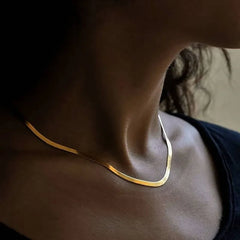 Unisex Snake Chain Necklace Women Men Choker Stainless Steel Herringbone Gold Silver Chain Necklace Jewelry