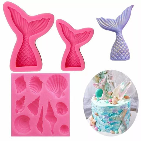 Silicone Pastry Mold Mermaid Tail Pattern Gum Paste Chocolate Cake Candy Cupcake Decorating Tool