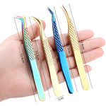 Professional Eyelash Extension Tweezers Stainless Steel Straight Curved Volume Round Lash High Precision Tweezers for Eyelash Extensions