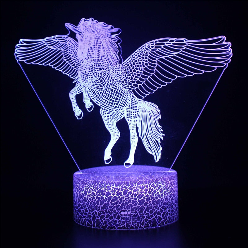 Unicorn LED Night Table Lamp Mini LED Optical Night Light Lamp with Remote For Kids