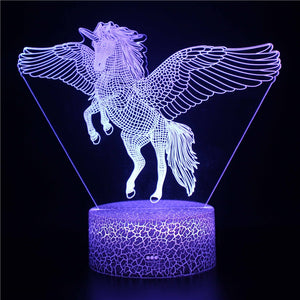 Unicorn LED Night Table Lamp Mini LED Optical Night Light Lamp with Remote For Kids