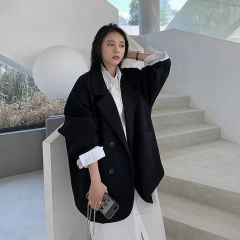 Minimalist Blazer Women Korean Style Elegant Retro Feminine Casual Chic Outerwear Fashion Jacket