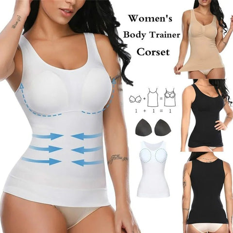 Camisole Shaper Women Slimming Built-In Padded Removable Bra Shapewear Everyday Casual Top