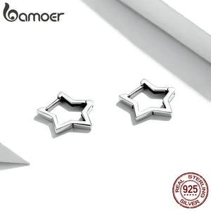 Platinum Over 925 Sterling Silver Earrings Star Shape Stud Minimalist Earrings