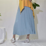 Vintage Pleated Midi Long Skirt For Women High Waist Chiffon Skirts
