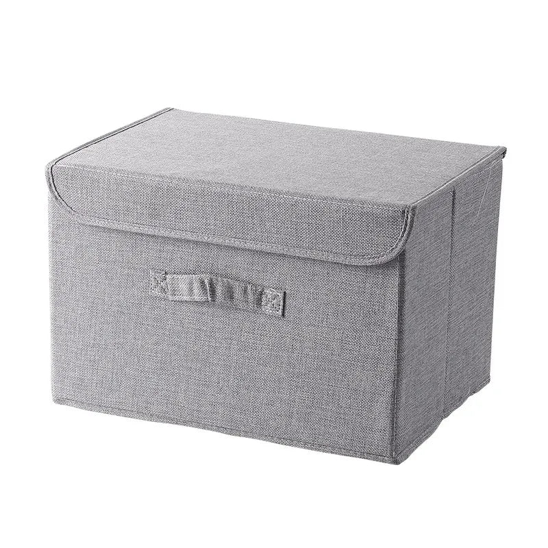 Washable Cotton Linen Storage Box With Lid for Clothes Socks Toys Snacks Sundries Stuff Organizer Cosmetics Storage Basket