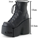 Women's Platform Chunky High Heels Boots Shiny Gothic Platform Boots