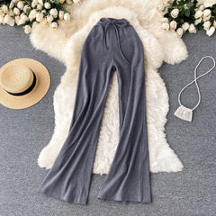 High Elastic Waist Wide Leg Women Long Pants