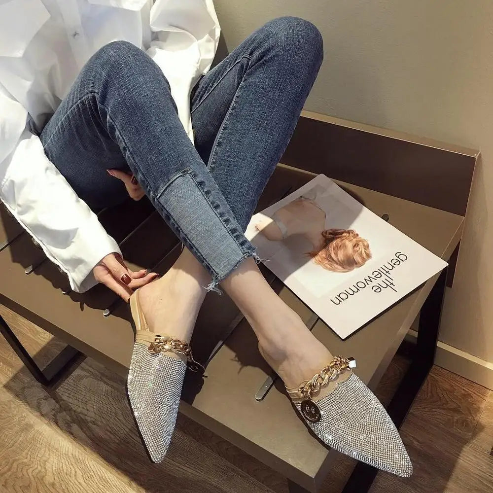 Pointed Toe Loafers Beige