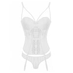 Black White Fashion Lace Bustier Bra Set Embroidered Lace Corset Lingerie Bustier With Cup Girdle Set With Straps Belt