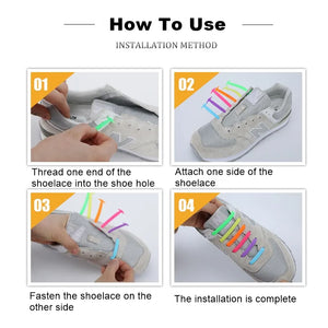 Elastic Silicone Shoelaces Fashion Unisex Athletic Non-Tie Shoe Lace Fit All Sneakers Quick Shoe Lace