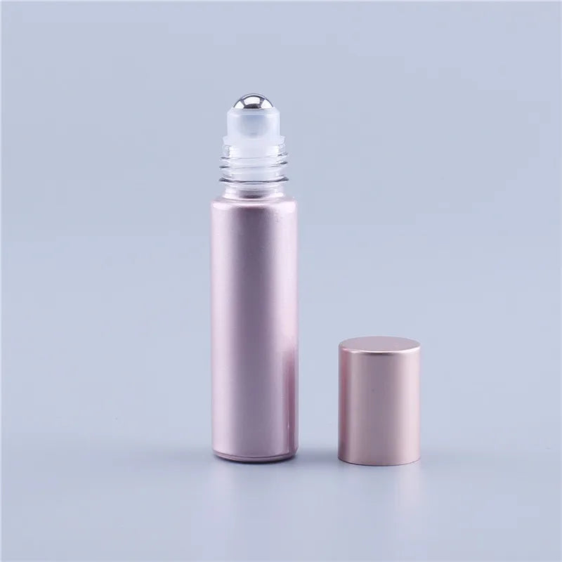 Pink Essential Oil Travel Perfume Bottle Thick Glass Roll On Roller Ball Re-Fill Bottle For Travel