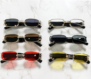 New Fashion Square Sunglasses Luxury Small Frame Sun Glasses Rectangle Metal Mirror Shades