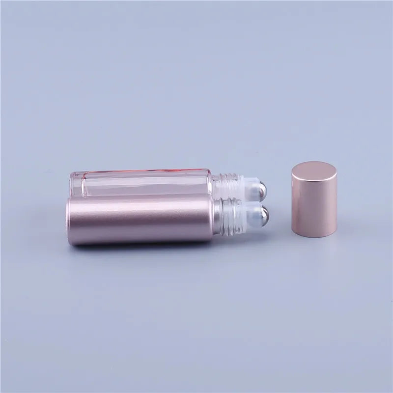 Pink Essential Oil Travel Perfume Bottle Thick Glass Roll On Roller Ball Re-Fill Bottle For Travel