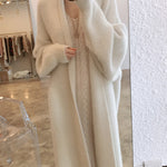 Women's Cardigan Coat, Wool Cashmere Soft Loose Knitwear, Over-the-knee Cardigan