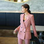 Women's Elegant Pant-Suit 2 Piece Set Business Blazer and Trousers