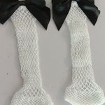 Women's Fashion Black Short Mesh Ankle Socks Fishnet Socks With Cute Bow