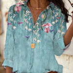Women's Casual Long-Sleeved Shirt Floral Print Blouse