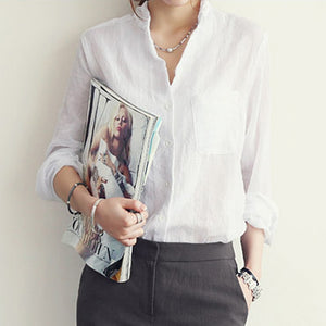 Women's Linen Long Sleeve Shirt Lightweight Breathable Blouse